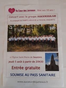 Concert du Coeur ADIXKIDEAK dans l'église de Soustons le 5 Août 2021